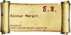 Binter Margit névjegykártya